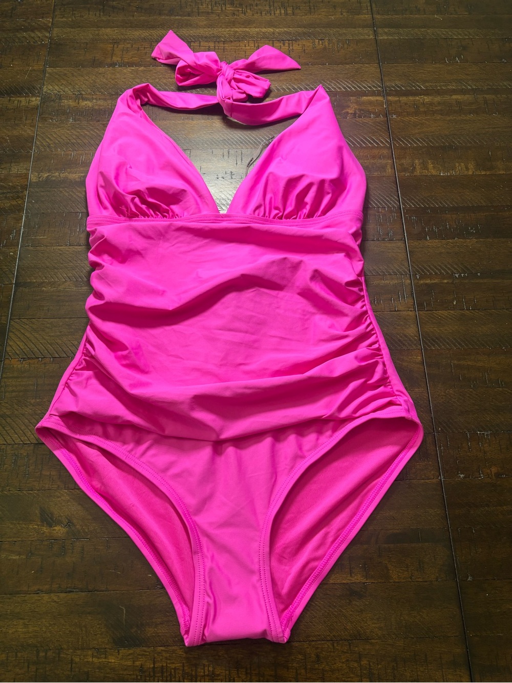 DKNY Bright Pink One-Piece Swimsuit - Halter Style Size M #0028